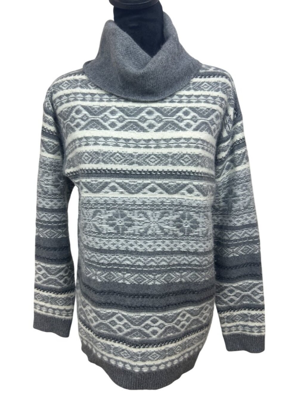 Brooks Brothers Wool Angora Fair Isle Cowl Neck Sweater Women's S Scandi
